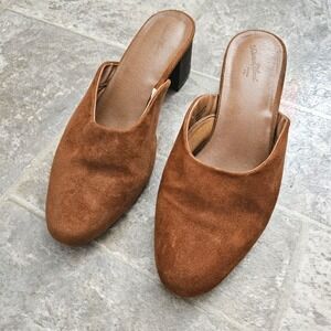 Universal Thread Womens Brown Faux Suede Block Heel Mules Shoes Size 8.5